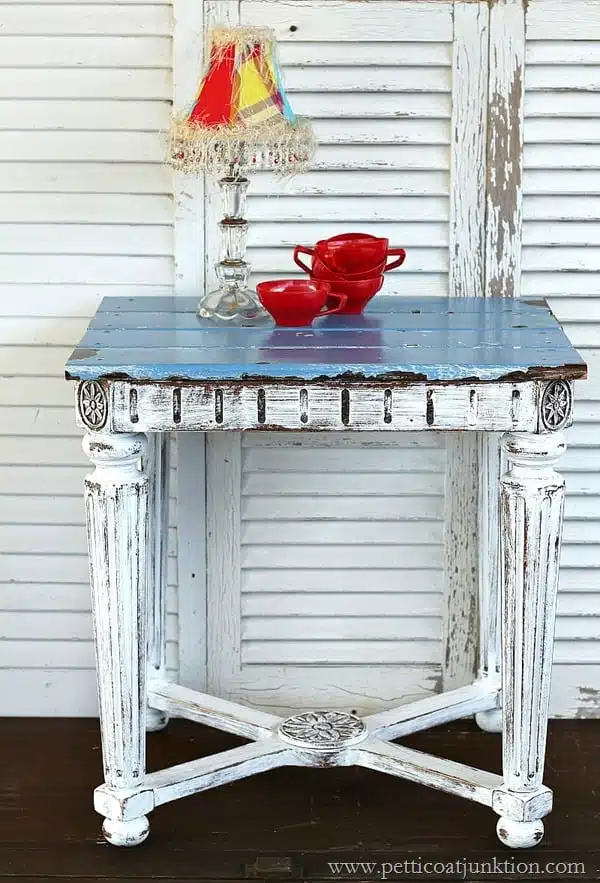 reclaimed wood table top Petticoat Junktion inspired by HGTV project
