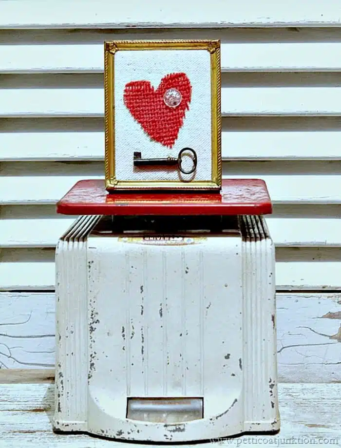 vintage red kitchen scale Happy Hearts Valentines Day project