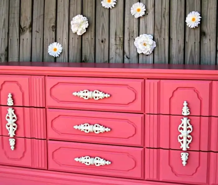 Coral Painted Nursery Dresser | Furniture Makeover