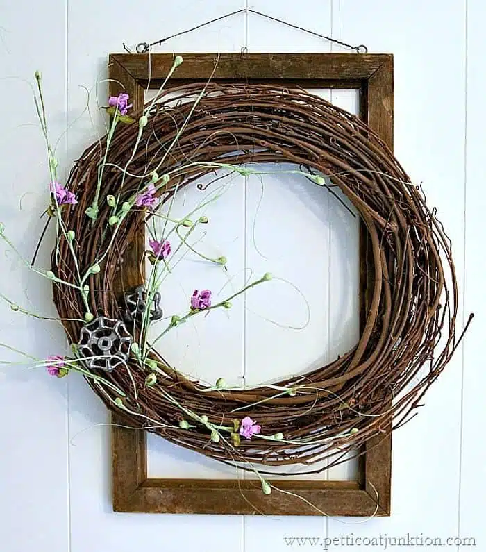 super simple super fast Spring grapevine wreath