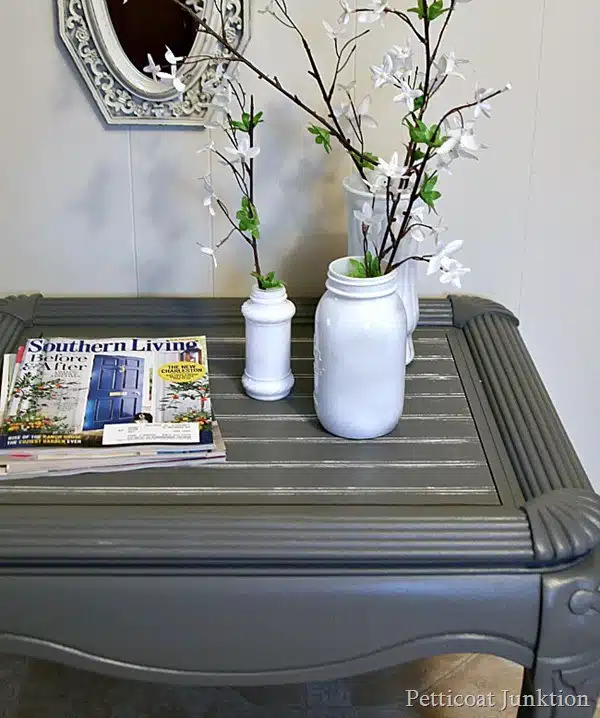cut a beadboard table top and paint it gray Petticoat Junktion