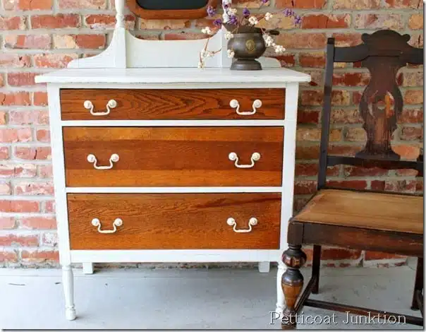 two-tone vintage dresser drastic furniture makeover Petticoat Junktion