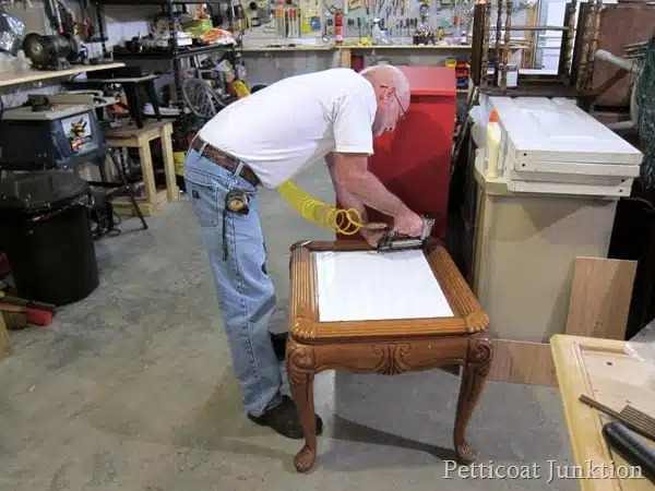 wood replacement table top nail gun project Petticoat Junktion