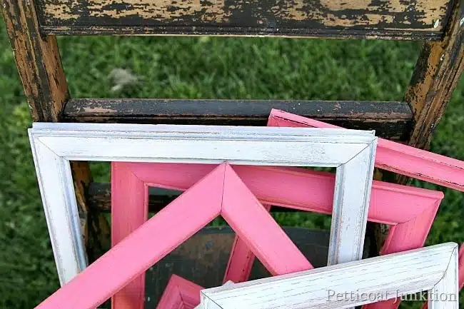 paint picture frames white and pink