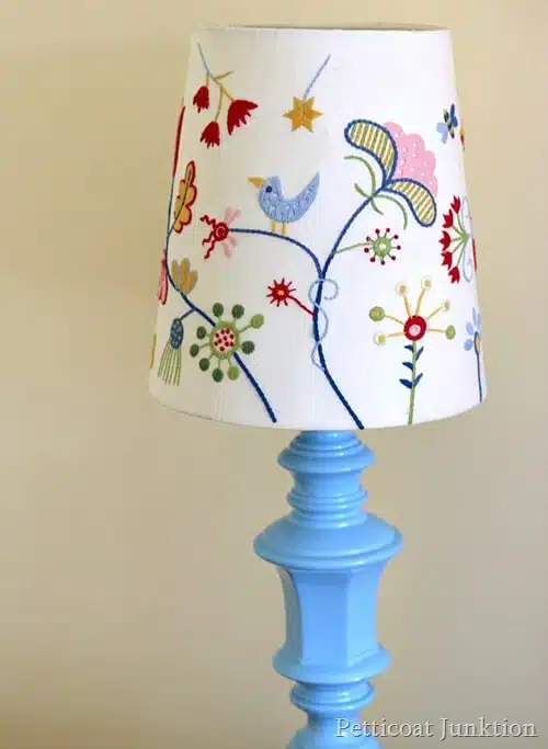 spray paint a brass lamp and add an Ikea lamp shade Petticoat Junktion project