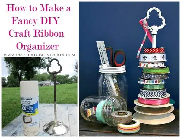 how to make a fancy diy craft ribbon organizer Petticoat Junktion