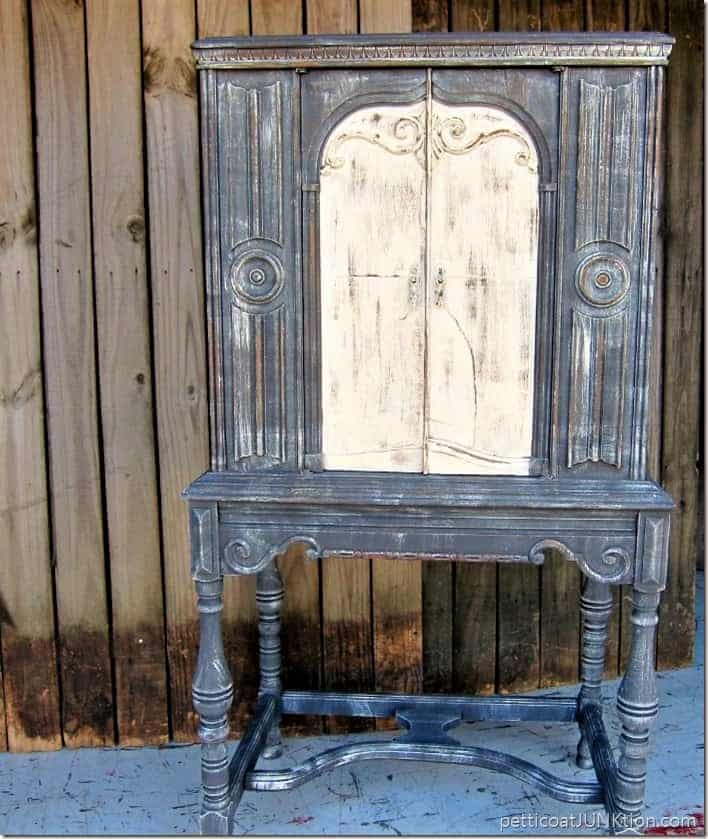 gray painted radio cabinet (2)