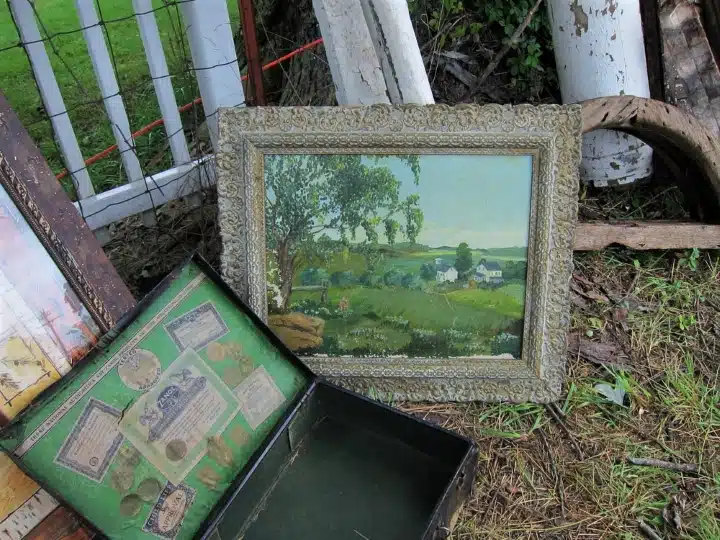 antique frame and print