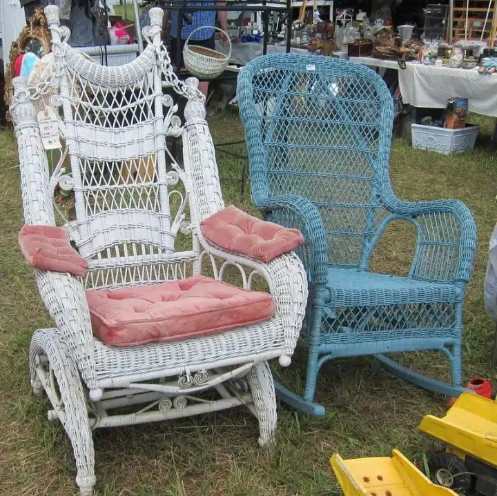 vintage wicker chairs at the world's longest yard sale