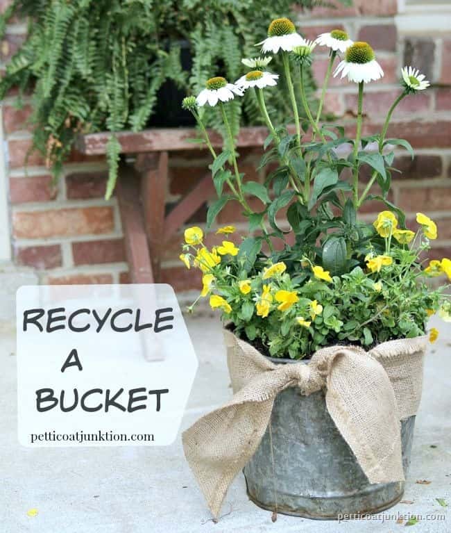 Recycle a bucket flower pot Petticoat Junktion 1