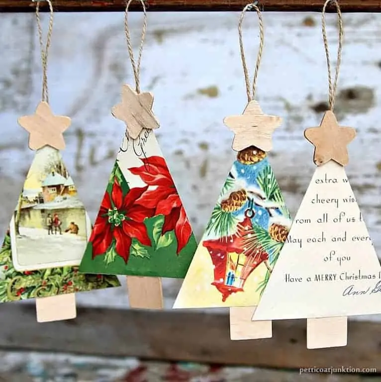 Make Upcycled Christmas Card Tree Ornaments