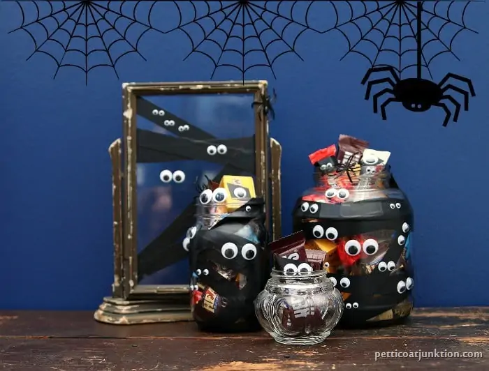 DIY Halloween Treat  Containers Decorated With Electrical Tape