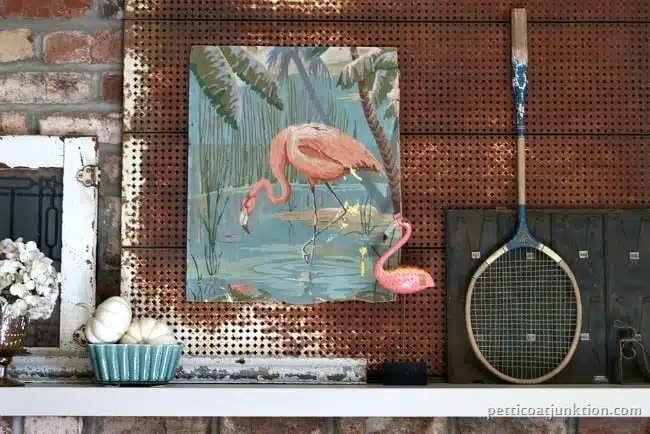 pink flamingo mantel decor