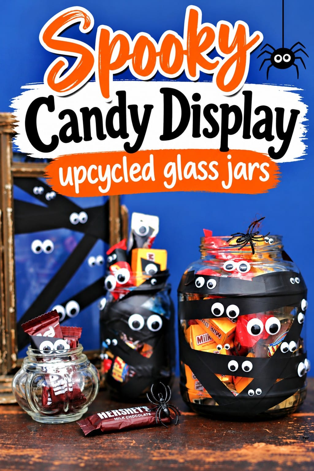 Spooky Upcycled Glass Jar Candy Display