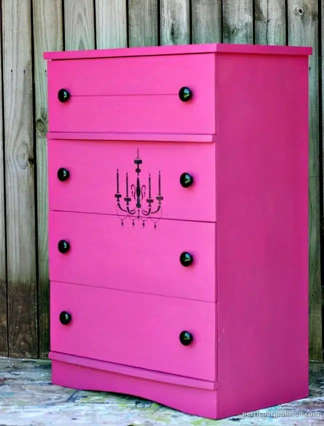 fuchsia furniture with black stenciled accents Petticoat Junktion