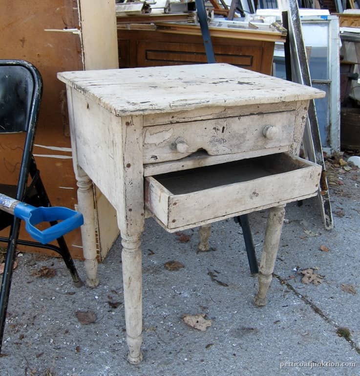 Shabby Antique Handmade Table With Chippy White Paint Petticoat Junktion