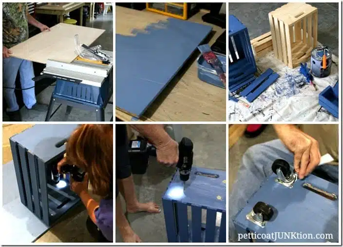 how to make a kids crate table workstation Petticoat Junktion collage