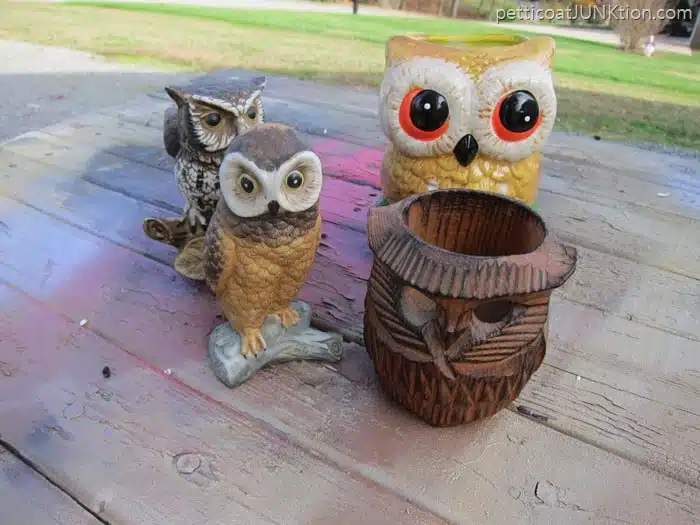 thrift store owls to paint
