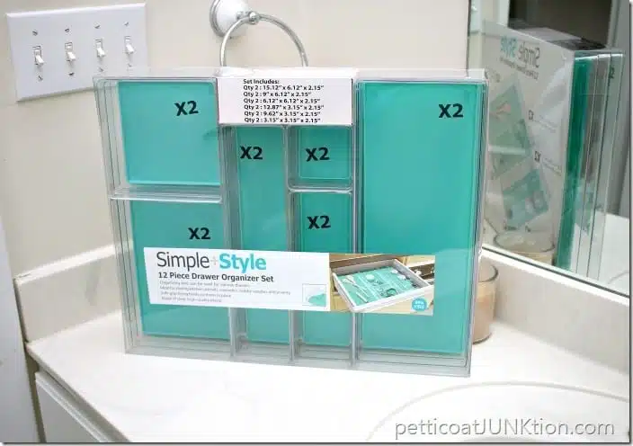 12 piece drawer organizer from Sams Pettiocat Junktion bathroom organization project