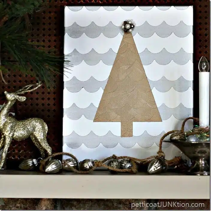 Silver and Gold Metallic Christmas Tree Wall art Petticoat Junktion 2