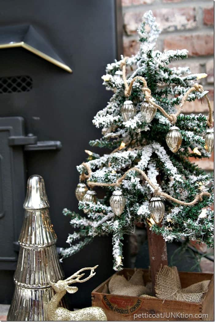 The little flocked tree and vintage licorice box Petticoat Junktion