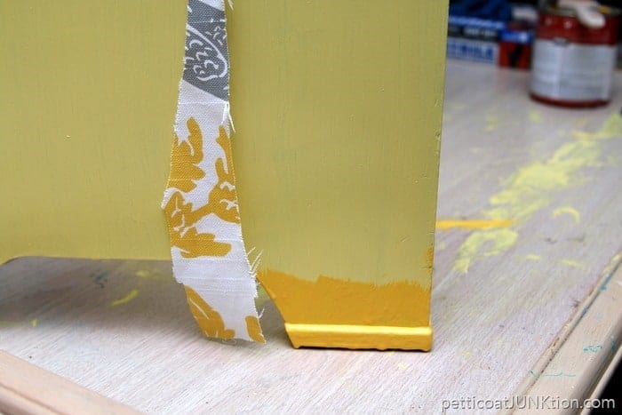 The time I used the wrong paint color Petticoat Junktion yellow furniture project