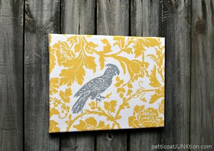 Cockatiel Fabric covered canvas wall decor easy diy projects Petticoat Junktion project