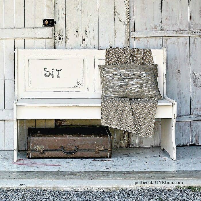 White Farmhouse Style Bench Petticoat Junktion diy home decor project
