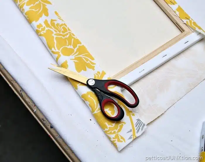 fabric covered canvas two easy diy projects Petticoat Junktion