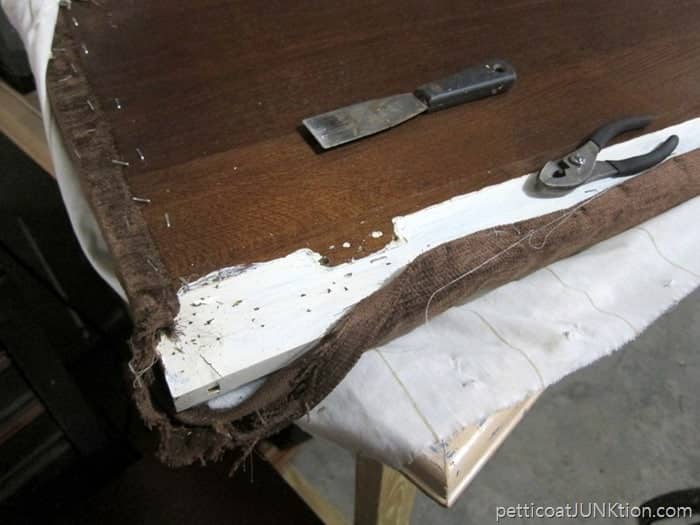 removing fabric from furniture seat Petticoat Junktion