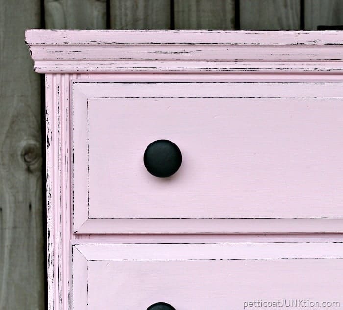 distressed furniture edges Petticoat Junktion black and pink project