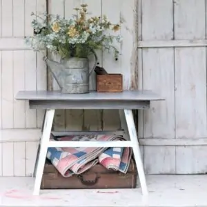 homemade recycled table with weathered paint finish (2)