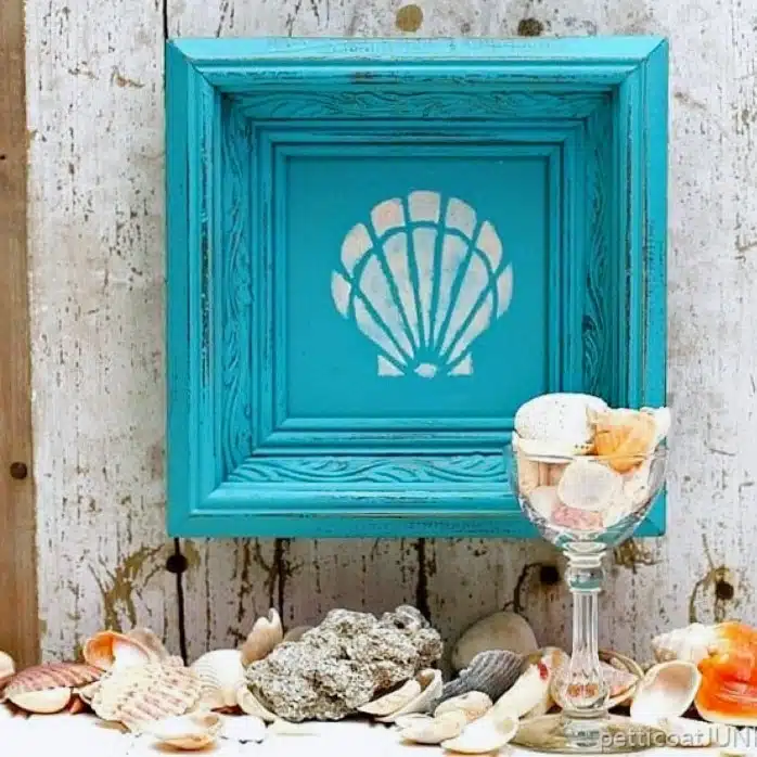 stenciled seashell coastal style decor