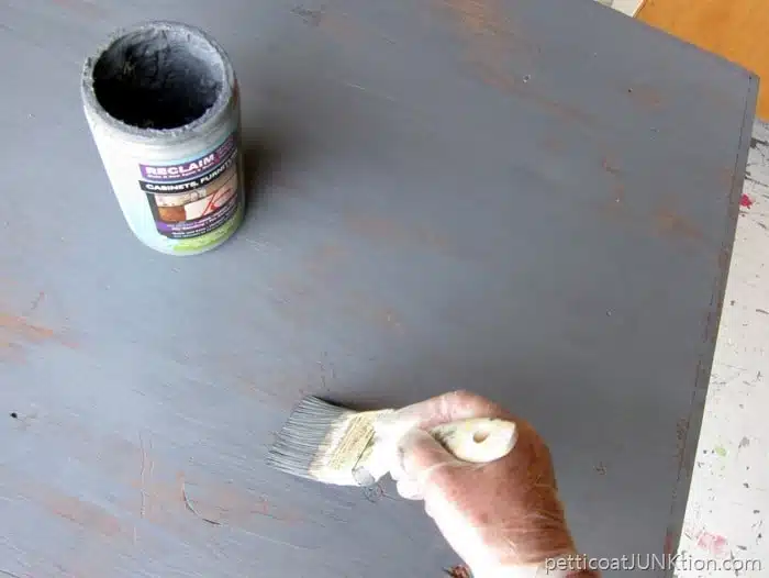 weathered wood gray finish tutorial Petticoat Junktion Reclaim Beyond Paint