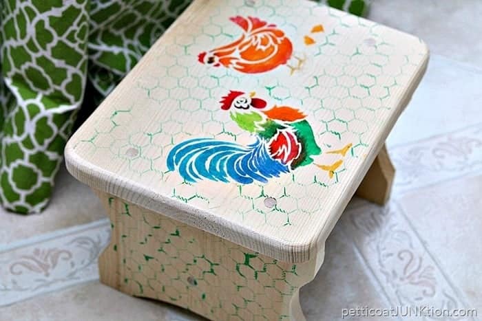 Stenciled Step Stool Is Something To Crow About Petticoat Junktion FolkArt Ultra Dye Stenciled Step Stool project