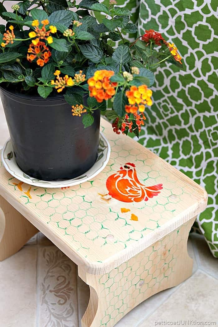 Stenciled Step Stool Is Something To Crow About Petticoat Junktion FolkArt Ultra Dye Stenciled Step Stool project