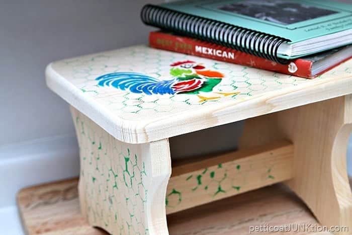 Stenciled Step Stool Is Something To Crow About Petticoat Junktion FolkArt Ultra Dye Stenciled Step Stool project