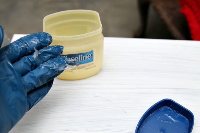 how to apply Vaseline petroleum jelly to painted furniture