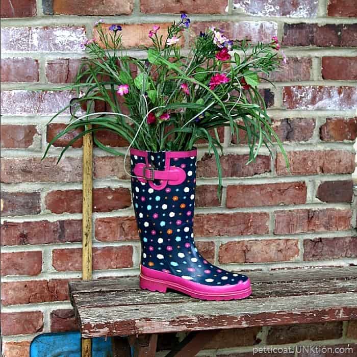 rain boot flower display Petticoat Junktion