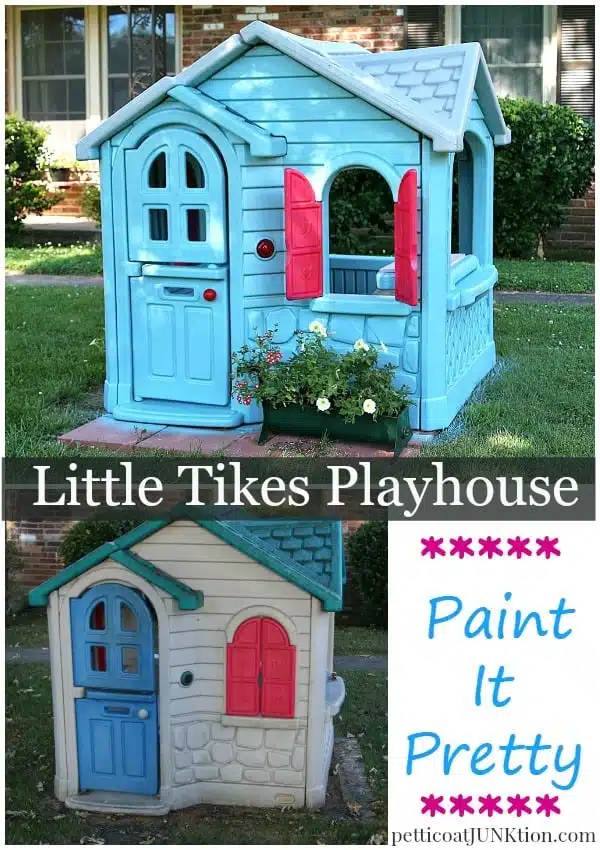 Little Tikes Playhouse Extreme Paint Makeover Petticoat Junktion How To Paint Little Tikes Playhouse Girls Edition