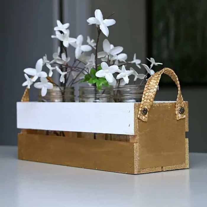 White And Metallic Gold Wood Crate DIY