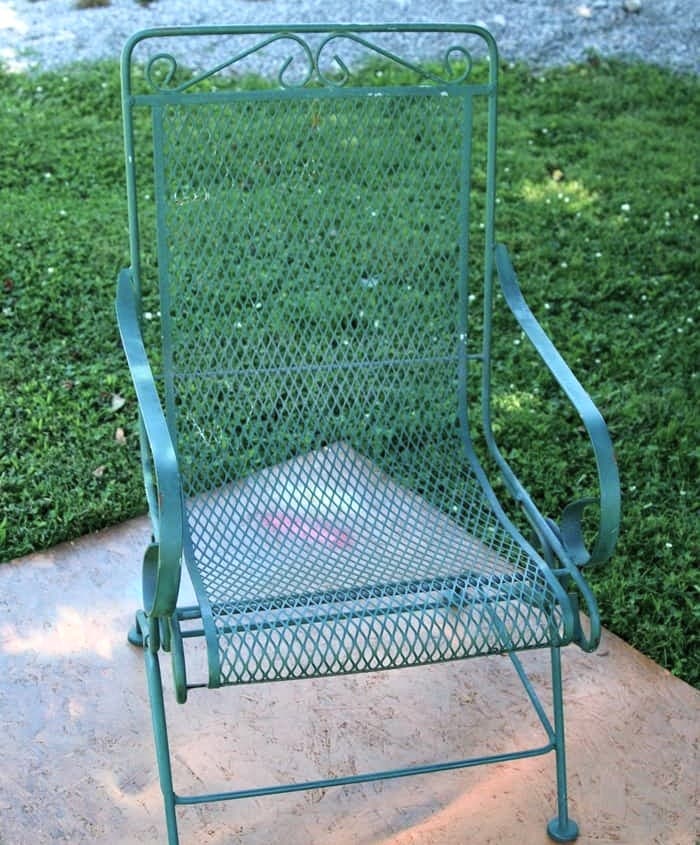 green metal chair