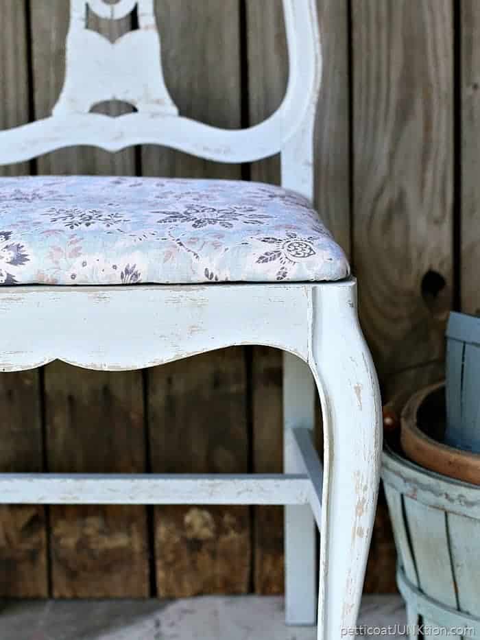 Chair painted with Waverly Inspirations paint and seat covered in Waverly fabric