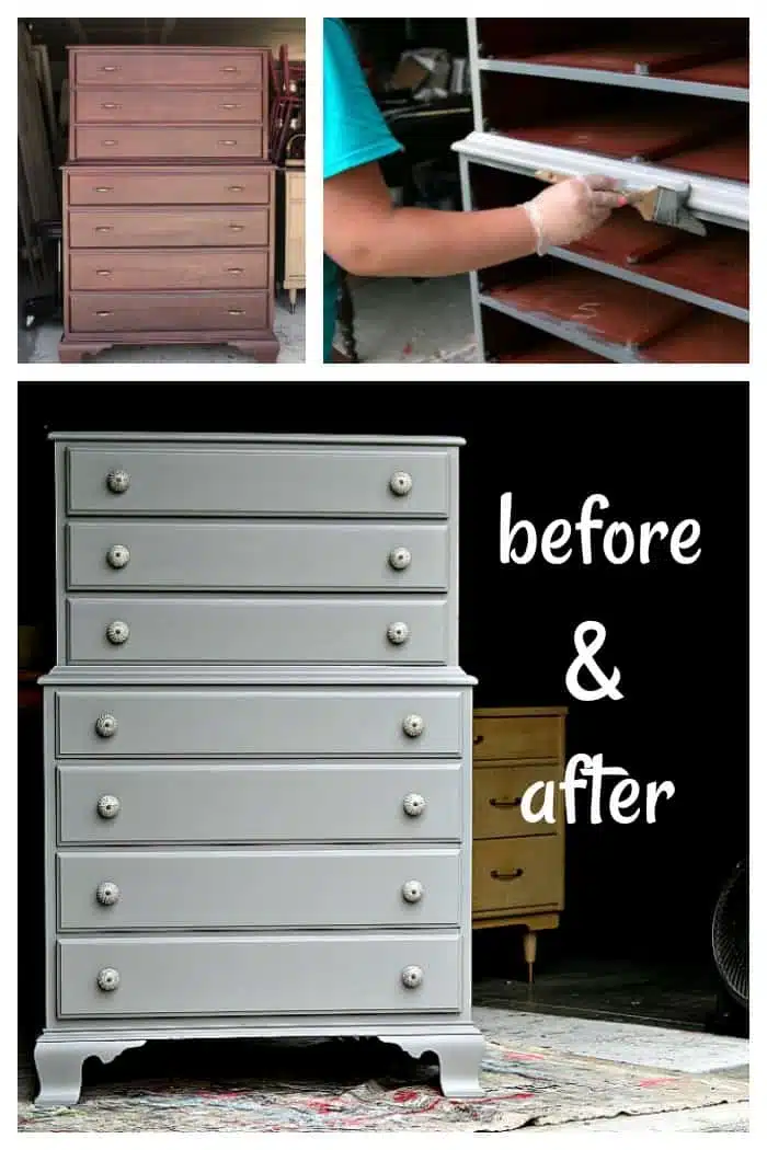 before and after painted furniture makeover