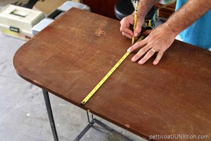measuring reclaimed table top