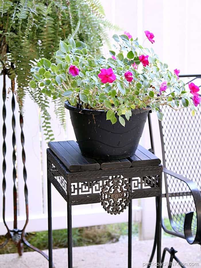 reclaimed metal table base and wood top