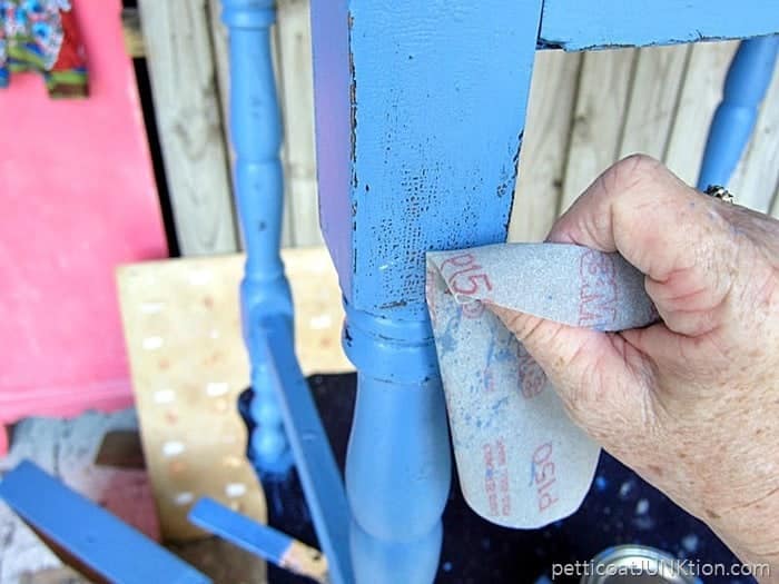 wet distressing paint usint 3M flexible sandpaper 1