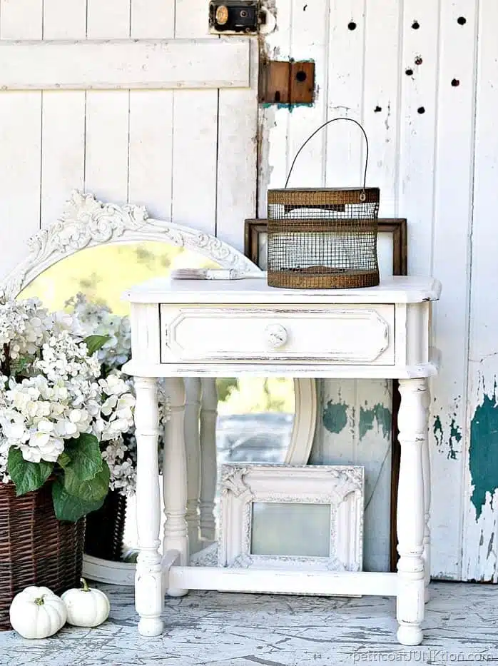 Spray paint home decor white because you can use the decor in any room of the house. Gather home decor accessories and even small furniture pieces and have a spray paint party!