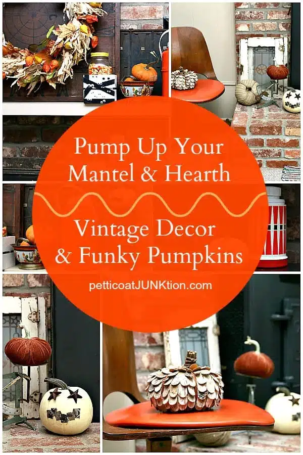 pump-up-mantel-and-hearth-decor-with-vintage-decorations-and-funky-pumpkins