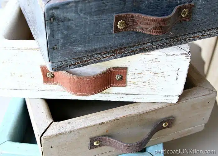 wood tray handles from recycled leather belts